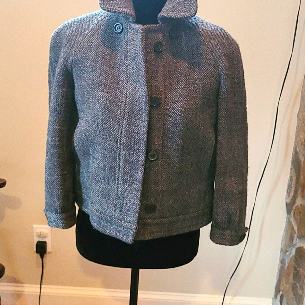 Black and grey full lined j crew bomber